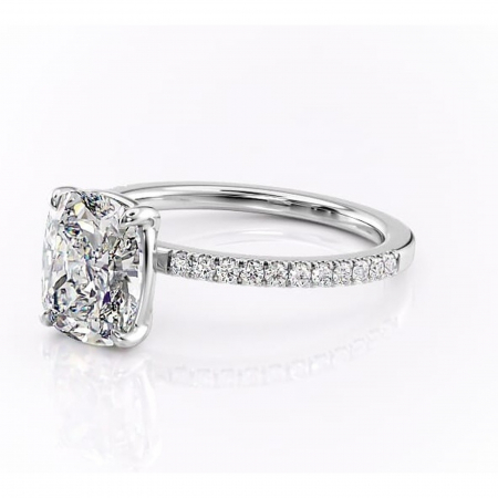 Inel de logodnă Cordelia din aur Alb 14kt cu moissanite tăietură pernă – Profil pătrat rafinată pentru profil înalt | Personalizează și configurează gratuit online [6]