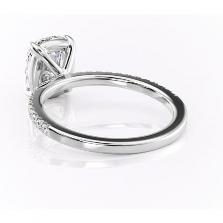 Inel de logodnă Cordelia din aur Alb 14kt cu moissanite tăietură pernă – Profil pătrat rafinată pentru profil înalt | Personalizează și configurează gratuit online [3]