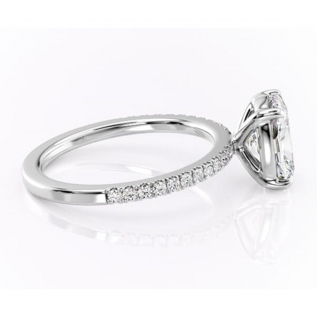 Inel de logodnă Cordelia din aur Alb 14kt cu moissanite tăietură pernă – Profil pătrat rafinată pentru profil înalt | Personalizează și configurează gratuit online [1]