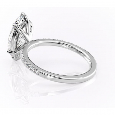 Inel de logodnă Cordelia din aur Alb 14kt cu moissanite tăietură marquise – Profil pătrat rafinată pentru profil înalt | Personalizează și configurează gratuit online [4]
