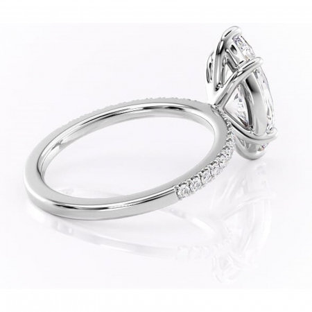 Inel de logodnă Cordelia din aur Alb 14kt cu moissanite tăietură marquise – Profil pătrat rafinată pentru profil înalt | Personalizează și configurează gratuit online [2]