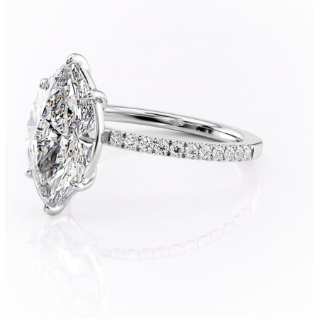 Inel de logodnă Cordelia din aur Alb 14kt cu moissanite tăietură marquise – Profil pătrat rafinată pentru profil înalt | Personalizează și configurează gratuit online [6]