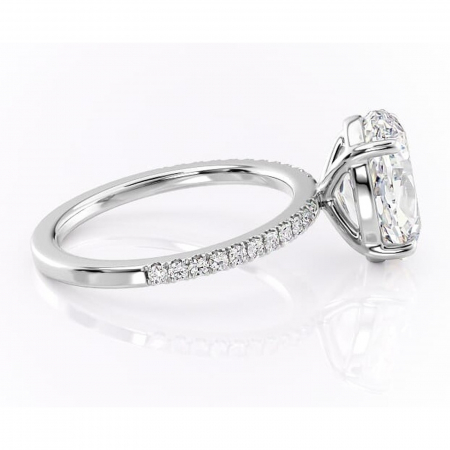 Inel de logodnă Cordelia din aur Alb 14kt cu moissanite tăietură ovală – Profil pătrat rafinată pentru profil înalt | Personalizează și configurează gratuit online [1]
