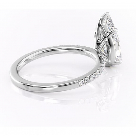 Inel de logodnă Cordelia din aur Alb 14kt cu moissanite tăietură pară – Profil pătrat rafinată pentru profil înalt | Personalizează și configurează gratuit online [2]