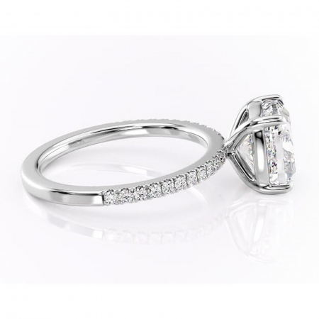 Inel de logodnă Cordelia din aur Alb 14kt cu moissanite tăietură pernă – Profil pătrat rafinată pentru profil înalt | Personalizează și configurează gratuit online [1]