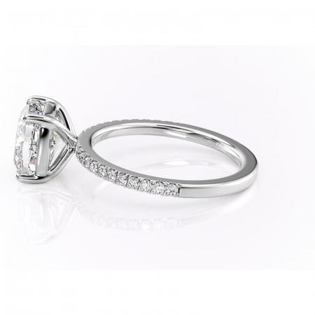 Inel de logodnă Cordelia din aur Alb 14kt cu moissanite tăietură pernă – Profil pătrat rafinată pentru profil înalt | Personalizează și configurează gratuit online [5]