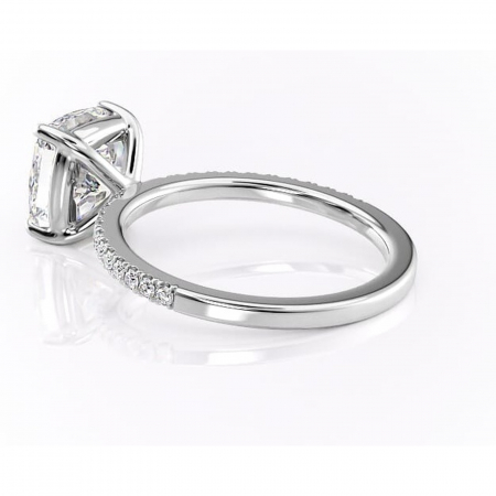 Inel de logodnă Cordelia din aur Alb 14kt cu moissanite tăietură pernă – Profil pătrat rafinată pentru profil înalt | Personalizează și configurează gratuit online [4]