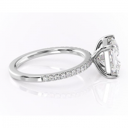 Inel de logodnă Cordelia din aur Alb 18kt cu moissanite tăietură princess – Profil pătrat rafinată pentru profil înalt | Personalizează și configurează gratuit online [1]
