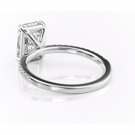 Inel de logodnă Cordelia din aur Alb 14kt cu moissanite tăietură radiantă – Profil pătrat rafinată pentru profil înalt | Personalizează și configurează gratuit online [3]