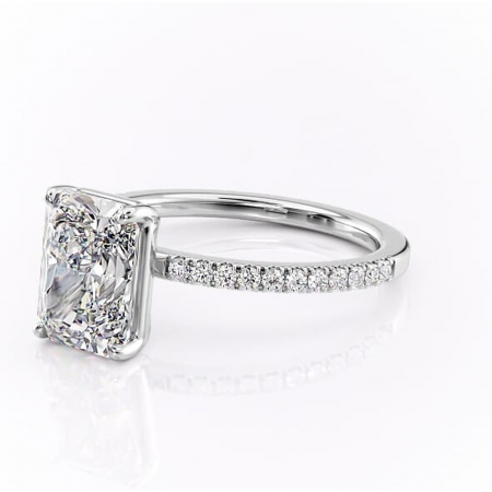 Inel de logodnă Cordelia din aur Alb 14kt cu moissanite tăietură radiantă – Profil pătrat rafinată pentru profil înalt | Personalizează și configurează gratuit online [6]