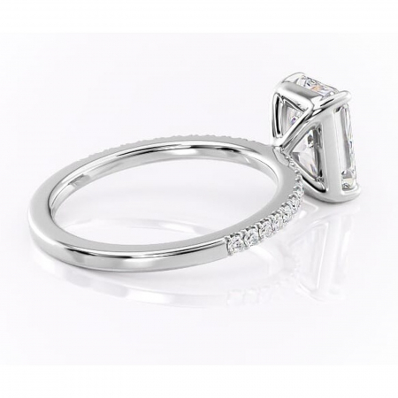 Inel de logodnă Cordelia din aur Alb 14kt cu moissanite tăietură radiantă – Profil pătrat rafinată pentru profil înalt | Personalizează și configurează gratuit online [2]