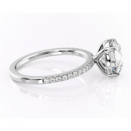 Inel de logodnă Cordelia din aur Alb 14kt cu moissanite tăietură rotundă – Profil pătrat rafinată pentru profil înalt | Personalizează și configurează gratuit online [1]
