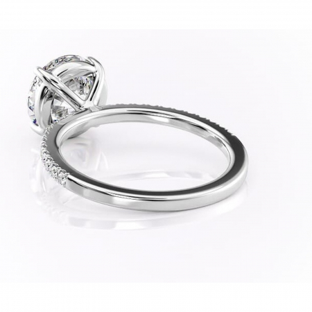 Inel de logodnă Cordelia din aur Alb 14kt cu moissanite tăietură rotundă – Profil pătrat rafinată pentru profil înalt | Personalizează și configurează gratuit online [3]