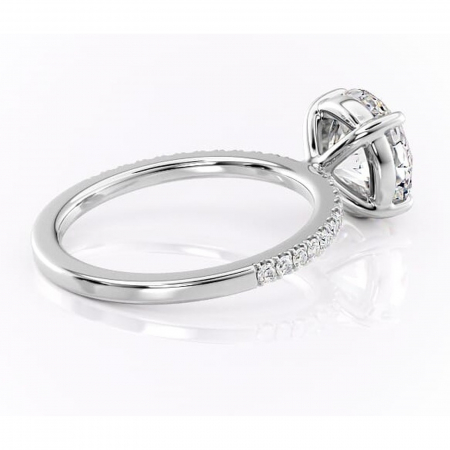 Inel de logodnă Cordelia din aur Alb 14kt cu moissanite tăietură rotundă – Profil pătrat rafinată pentru profil înalt | Personalizează și configurează gratuit online [2]