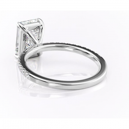 Inel de logodnă Cordelia din aur Alb 14kt cu moissanite tăietură smarald – Profil pătrat rafinată pentru profil înalt | Personalizează și configurează gratuit online [3]