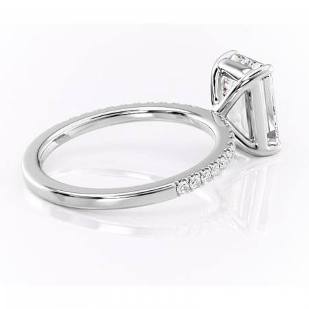 Inel de logodnă Cordelia din aur Alb 14kt cu moissanite tăietură smarald – Profil pătrat rafinată pentru profil înalt | Personalizează și configurează gratuit online [2]