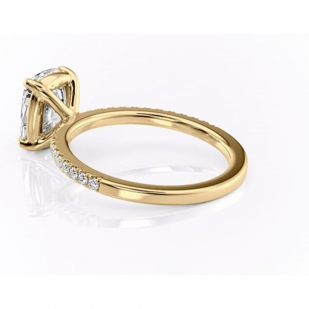 Inel de logodnă Cordelia din aur Galben 14kt cu moissanite tăietură pernă – Profil pătrat rafinată pentru profil înalt | Personalizează și configurează gratuit online [4]