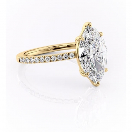 Aur galben - Inel de logodnă Cordelia din aur Galben 18kt cu moissanite tăietură marquise – Profil pătrat rafinată pentru profil înalt | Personalizează și configurează gratuit online