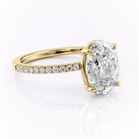 Aur galben - Inel de logodnă Cordelia din aur Galben 18kt cu moissanite tăietură ovală – Profil pătrat rafinată pentru profil înalt | Personalizează și configurează gratuit online