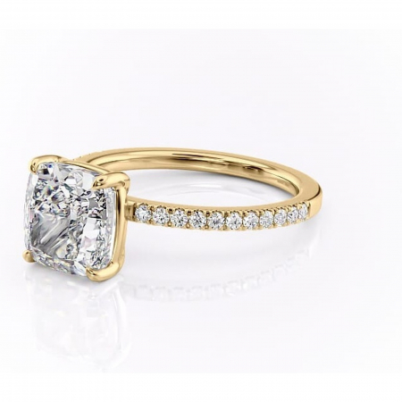 Inel de logodnă Cordelia din aur Galben 18kt cu moissanite tăietură pernă – Profil pătrat rafinată pentru profil înalt | Personalizează și configurează gratuit online [6]
