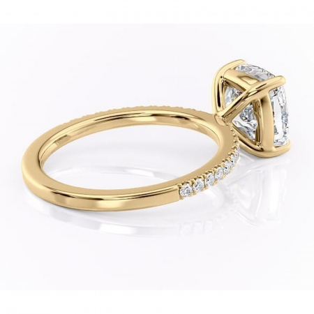 Inel de logodnă Cordelia din aur Galben 18kt cu moissanite tăietură pernă – Profil pătrat rafinată pentru profil înalt | Personalizează și configurează gratuit online [2]