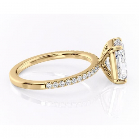 Inel de logodnă Cordelia din aur Galben 14kt cu moissanite tăietură radiantă – Profil pătrat rafinată pentru profil înalt | Personalizează și configurează gratuit online [1]