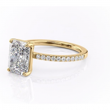 Inel de logodnă Cordelia din aur Galben 14kt cu moissanite tăietură radiantă – Profil pătrat rafinată pentru profil înalt | Personalizează și configurează gratuit online [6]