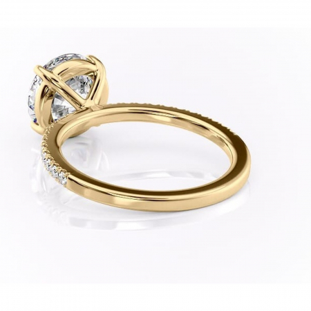 Inel de logodnă Cordelia din aur Galben 14kt cu moissanite tăietură rotundă – Profil pătrat rafinată pentru profil înalt | Personalizează și configurează gratuit online [3]