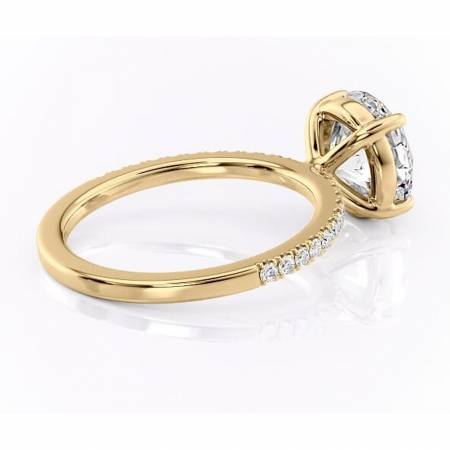 Inel de logodnă Cordelia din aur Galben 14kt cu moissanite tăietură rotundă – Profil pătrat rafinată pentru profil înalt | Personalizează și configurează gratuit online [2]