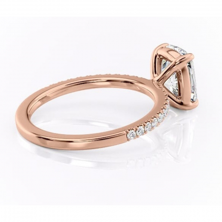 Inel de logodnă Cordelia din aur Rose 14kt cu moissanite tăietură pernă – Profil pătrat rafinată pentru profil înalt | Personalizează și configurează gratuit online [2]