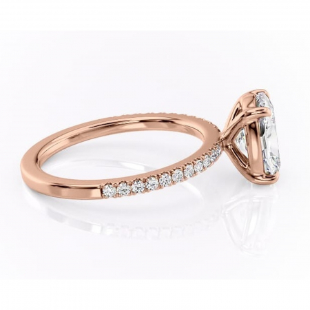 Inel de logodnă Cordelia din aur Rose 14kt cu moissanite tăietură pernă – Profil pătrat rafinată pentru profil înalt | Personalizează și configurează gratuit online [1]