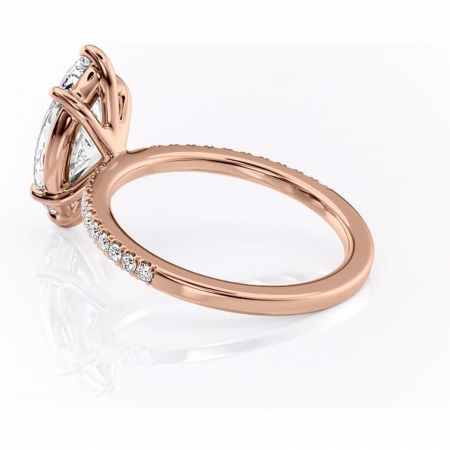 Inel de logodnă Cordelia din aur Rose 14kt cu moissanite tăietură marquise – Profil pătrat rafinată pentru profil înalt | Personalizează și configurează gratuit online [4]