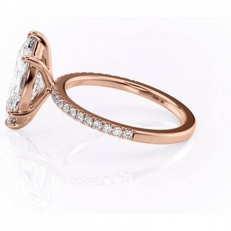 Inel de logodnă Cordelia din aur Rose 14kt cu moissanite tăietură marquise – Profil pătrat rafinată pentru profil înalt | Personalizează și configurează gratuit online [5]