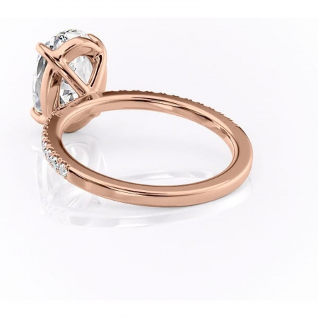 Inel de logodnă Cordelia din aur Rose 14kt cu moissanite tăietură ovală – Profil pătrat rafinată pentru profil înalt | Personalizează și configurează gratuit online [3]