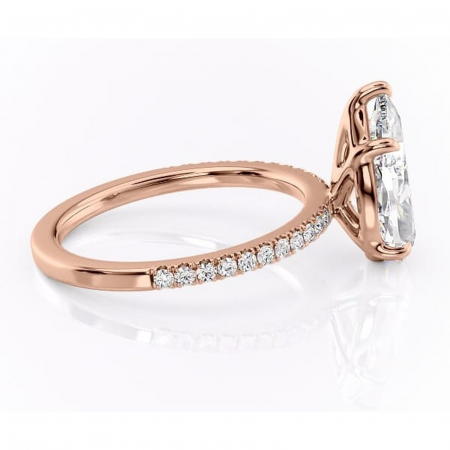Inel de logodnă Cordelia din aur Rose 18kt cu moissanite tăietură pară – Profil pătrat rafinată pentru profil înalt | Personalizează și configurează gratuit online [1]
