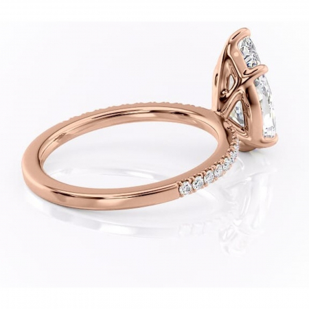 Inel de logodnă Cordelia din aur Rose 18kt cu moissanite tăietură pară – Profil pătrat rafinată pentru profil înalt | Personalizează și configurează gratuit online [2]