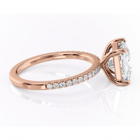 Inel de logodnă Cordelia din aur Rose 18kt cu moissanite tăietură princess – Profil pătrat rafinată pentru profil înalt | Personalizează și configurează gratuit online [1]
