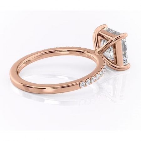 Inel de logodnă Cordelia din aur Rose 18kt cu moissanite tăietură princess – Profil pătrat rafinată pentru profil înalt | Personalizează și configurează gratuit online [2]