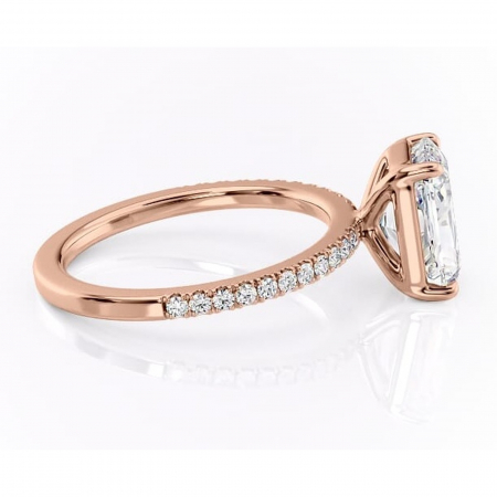 Inel de logodnă Cordelia din aur Rose 14kt cu moissanite tăietură radiantă – Profil pătrat rafinată pentru profil înalt | Personalizează și configurează gratuit online [1]