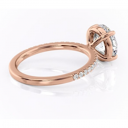 Inel de logodnă Cordelia din aur Rose 14kt cu moissanite tăietură rotundă – Profil pătrat rafinată pentru profil înalt | Personalizează și configurează gratuit online [2]