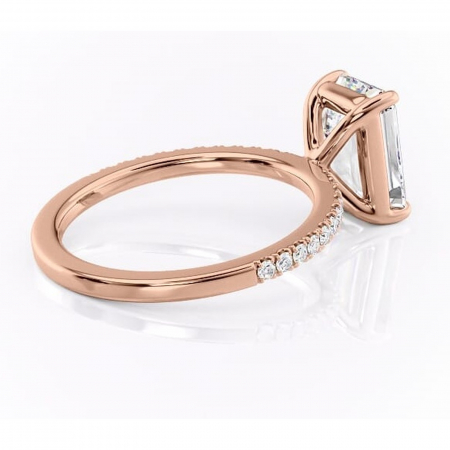 Inel de logodnă Cordelia din aur Rose 14kt cu moissanite tăietură smarald – Profil pătrat rafinată pentru profil înalt | Personalizează și configurează gratuit online [2]