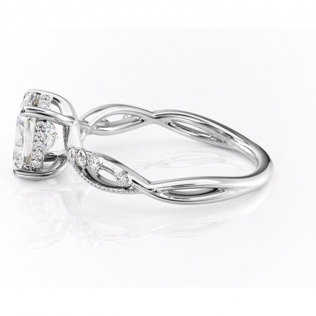 Inel de logodnă Crystal din aur Alb 14kt cu moissanite tăietură asscher – Pietre laterale rafinată pentru profil mediu | Personalizează și configurează gratuit online [5]