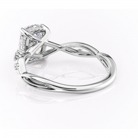 Inel de logodnă Crystal din aur Alb 14kt cu moissanite tăietură asscher – Pietre laterale rafinată pentru profil mediu | Personalizează și configurează gratuit online [3]