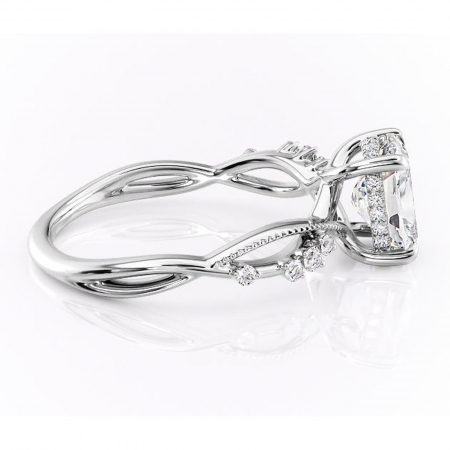 Inel de logodnă Crystal din aur Alb 14kt cu moissanite tăietură asscher – Pietre laterale rafinată pentru profil mediu | Personalizează și configurează gratuit online [1]