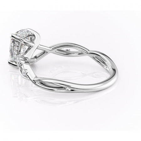 Inel de logodnă Crystal din aur Alb 14kt cu moissanite tăietură asscher – Pietre laterale rafinată pentru profil mediu | Personalizează și configurează gratuit online [4]