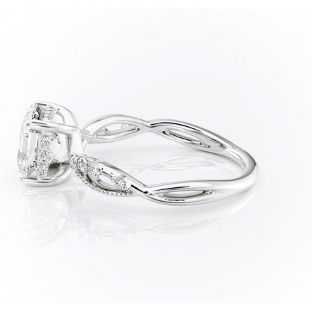 Inel de logodnă Crystal din aur Alb 14kt cu moissanite tăietură asscher – Pietre laterale rafinată pentru profil mediu | Personalizează și configurează gratuit online [5]