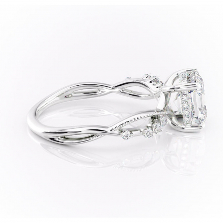 Inel de logodnă Crystal din aur Alb 14kt cu moissanite tăietură asscher – Pietre laterale rafinată pentru profil mediu | Personalizează și configurează gratuit online [1]
