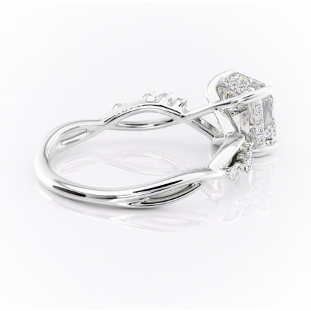 Inel de logodnă Crystal din aur Alb 14kt cu moissanite tăietură asscher – Pietre laterale rafinată pentru profil mediu | Personalizează și configurează gratuit online [2]