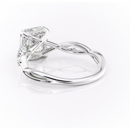 Inel de logodnă Crystal din aur Alb 14kt cu moissanite tăietură asscher – Pietre laterale rafinată pentru profil mediu | Personalizează și configurează gratuit online [3]