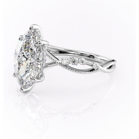 Inel de logodnă Crystal din aur Alb 14kt cu moissanite tăietură marquise – Pietre laterale rafinată pentru profil mediu | Personalizează și configurează gratuit online [6]